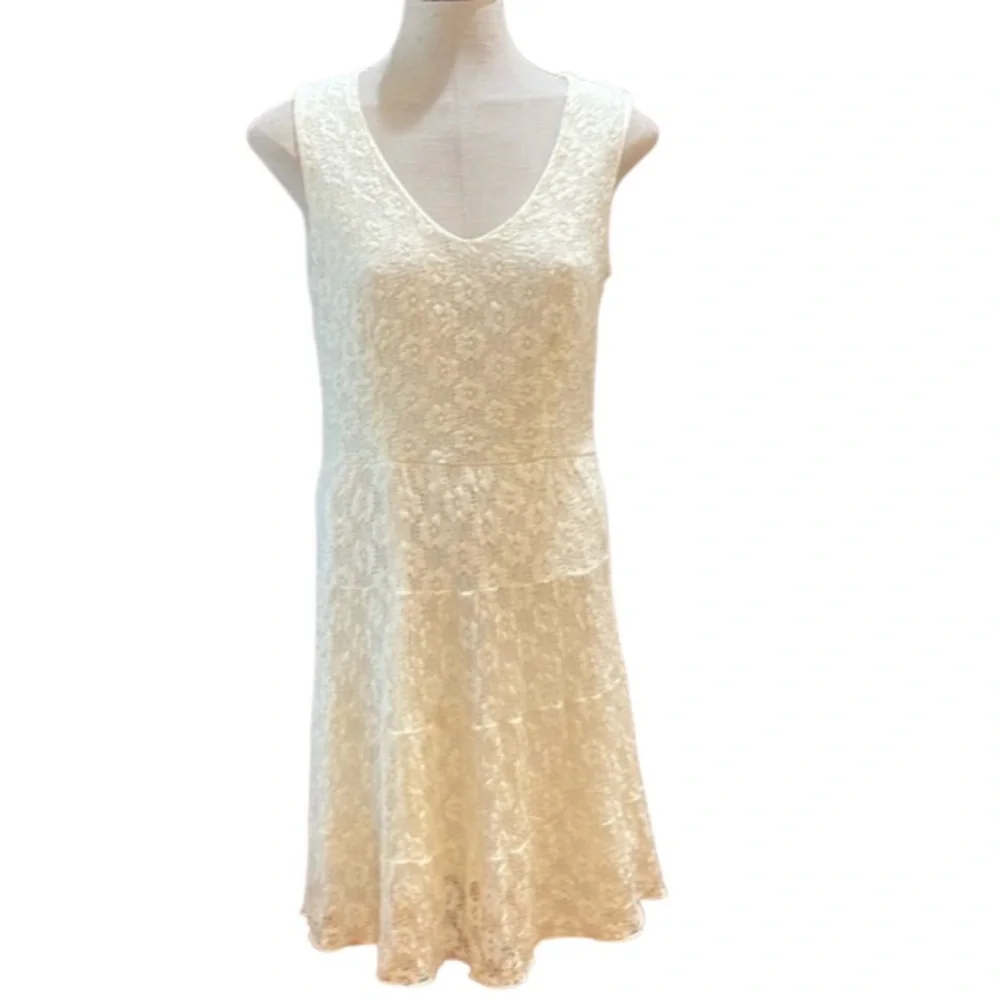 American rag Cie white lace dress sleeveless side zipper lined cotton women’s M